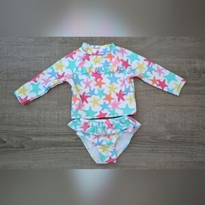 Little Me Starfish Kids Swim Rashguard 2 Piece Set- Pink, Blue, Yellow